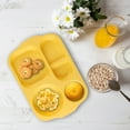 thumbnail image 1 of Tuvgenk Square Divided Dinner Plates 12*8 In Plastic Buffet Plates Stackable Five-Cell Grid Yellow Plates, 1 of 5