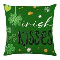 thumbnail image 1 of Tuvgenk St. Patrick's Day Throw Pillow Covers 18x18 Inch, Shamrock & Kiss Print, Irish Spring Decor with Top Hat, Ladybug & Gold Accents for Couch, Porch, Outdoor Home, 1 of 5