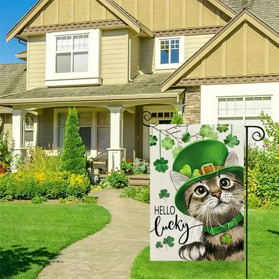 Tuvgenk St Patricks Day Garden Flag Outdoor Decor Double Sided Print Weather Resistant Linen Material for Yard Patio Home Decor Green 12x18 inch