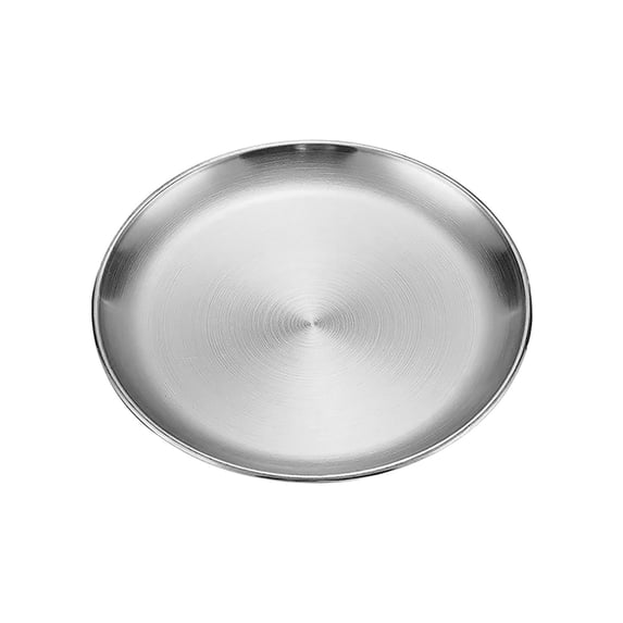 Tuvgenk Stainless Steel Dinner Platess Round Dinner Plates Grilled Meat Silver Stackable Plates