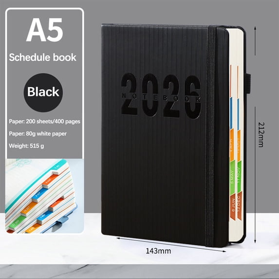 Tuvgenk Subject Notebook Black A5 Journal Durable 2026 Planner Travel Diary