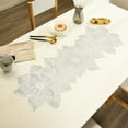 thumbnail image 1 of Tuvgenk Table Runner Linen Farmhouse 35x12 Inches Rustic Dining Table Runners Silver Non-Slip Heat Resistant Hollow Floral Table Covers Home Party Dining Decoration, 1 of 6