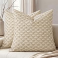 thumbnail image 1 of Tuvgenk Throw Pillow Covers 18x18 Floral Decorative Pillow Covers for Couch Sofa, Bohemian Print Short Plush Cushion Case Set of 2 Beige, 1 of 7