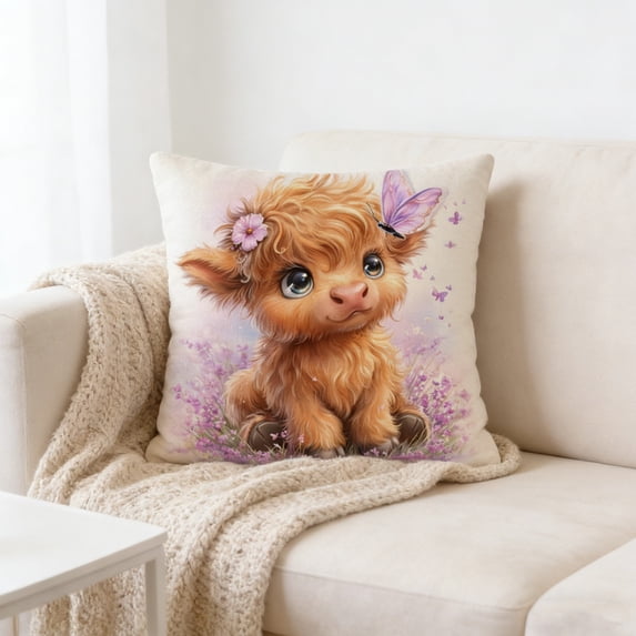 Tuvgenk Throw Pillow Covers Nylon 18x18 In Indoors Pillowcases Highland Cow Decor Multicolor for Patio