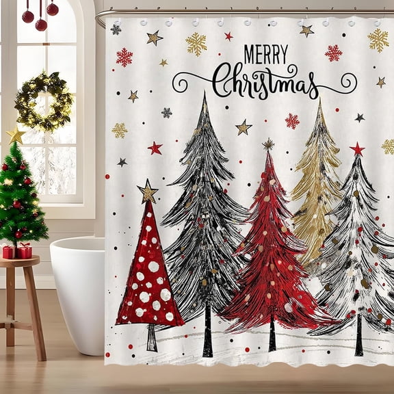 Tuvgenk Tree Plastic Shower Curtain White 70.87x35.43in Bathroom Curtain Washable Soft Decor Hooks