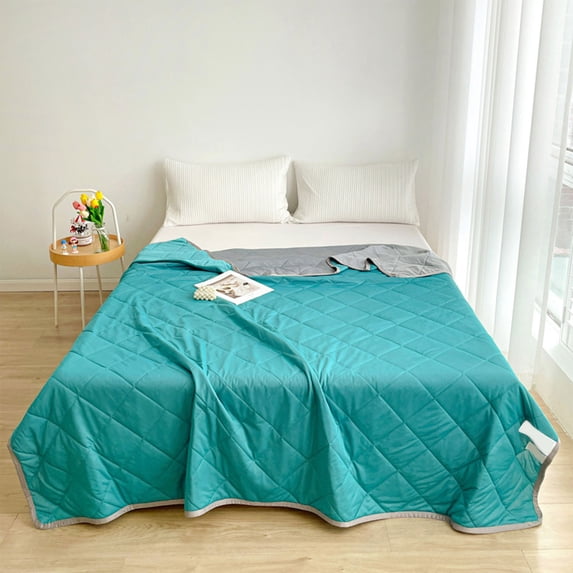 Tuvgenk Twin Quilts Green Nylon,Spandex Solid Color Blanket Cooling Comfort Lightweight Travel Summer Cover Blanket for Beds