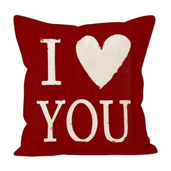 Tuvgenk Valentines Day Decor Pillow Covers 18x18, Red White I LOVE YOU Valentine Decorative Throw Pillowcases, Romantic Cushion Covers for the Home Living Room Party Supplies