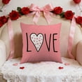 thumbnail image 1 of Tuvgenk Valentines Day Linen Pillow Cover 18x18 Inch Heart Print Square Decorative Cushion Case with Hidden Zipper for Sofa Bed, 1 of 6
