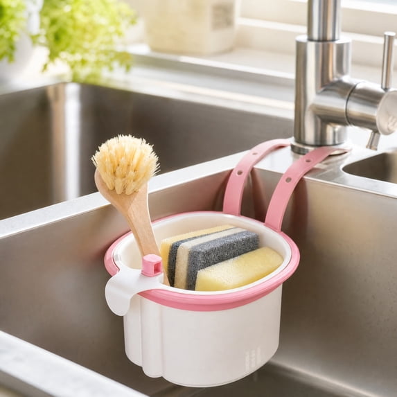Tuvgenk Wall-Mounted Kitchen Drain Basket, Multifunctional Sink Caddy for Washing Vegetables and Fruit, Space-Saving Organizer