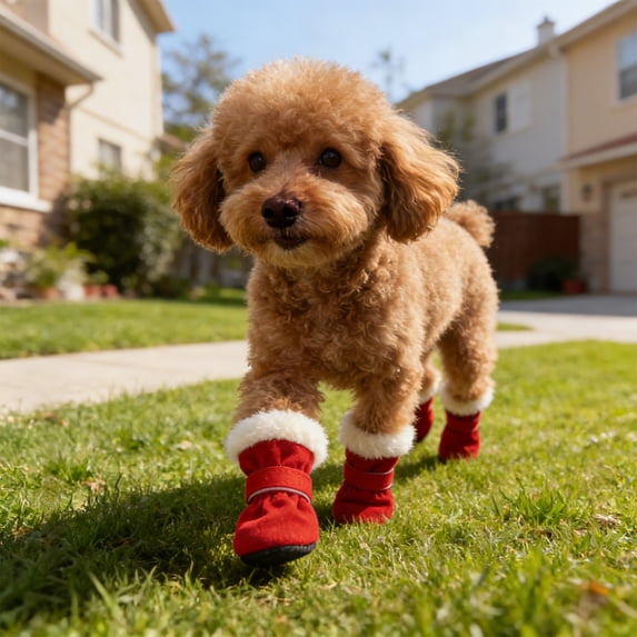 Tuvgenk Warm Paw Protector Dog Booties Adjustable Slip Resistant Rainproof Soft Breathable Reusable Accessory for Outdoor Walking Indoor Daily Use