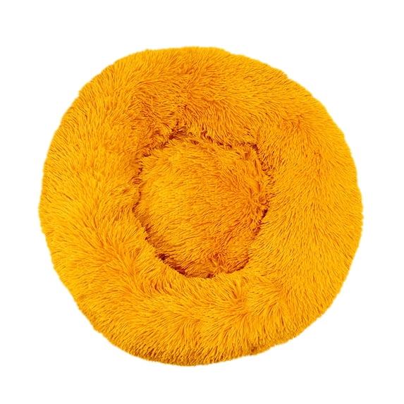 Tuvgenk Washable Dog Bed Soft Cozy Home Indoor Cat Bed Warm Round Dark Yellow Pet Pad