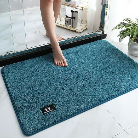 Tuvgenk Water Absorbing Bath Mat Quick Drying Non Slip Bathroom Rugs Large Teal Rectangle 2x3 Rubber Area Rugs for Shower