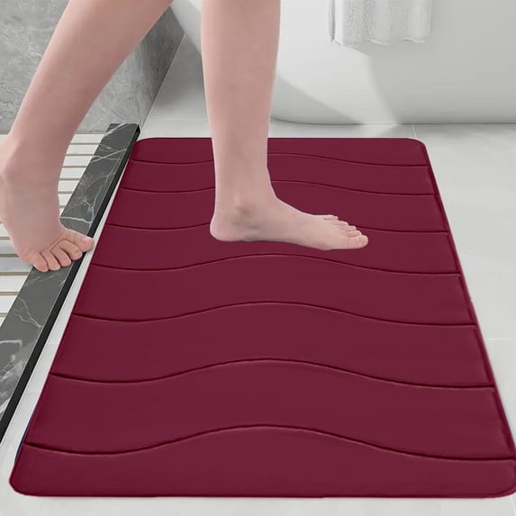 Tuvgenk Water Absorbing Bath Mats Non Slip Quick Drying Bathroom Rug Red Small 2x2 Scalloped Floor Rug for Shower