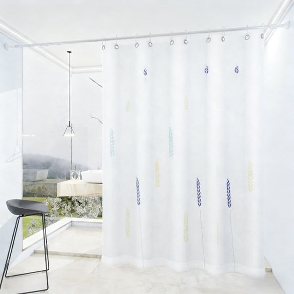 Tuvgenk Wheat Ear Plastic Shower Curtain 70.9x47.2in White Bathroom Curtain Rings Durable Waterproof Washable Decor