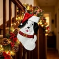 thumbnail image 1 of Tuvgenk White Dog Christmas Stocking, 17.7 inch Cute Puppy Xmas Stocking with Santa Hat, Pet Holiday Decor for Fireplace Mantel Christmas Tree, 1 of 6