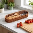 thumbnail image 1 of Tuvgenk Woven Utensil Storage Basket Large 12-Inch Plastic Rattan Flatware Caddy for Knives Forks and Spoons, 1 of 6
