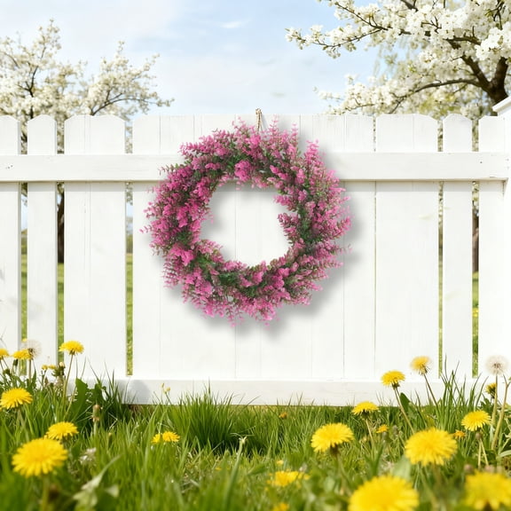 Tuvgenk Wreath Front Door Eucalyptus Wreath Pink Round Plastic 17 inch Artificial Flower Circular Decor Home Decor