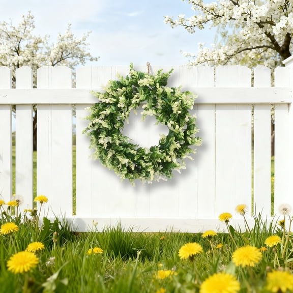 Tuvgenk Wreath Front Door Eucalyptus Wreath White Plastic 17 inch Round Artificial Flower Circular Decor Home Decor