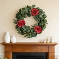 thumbnail image 1 of Tuvgenk Wreath Front Door Spring Wreath Red Plastic Artificial Flower 17x17 inch Hanging Door Sign Home Decor, 1 of 6