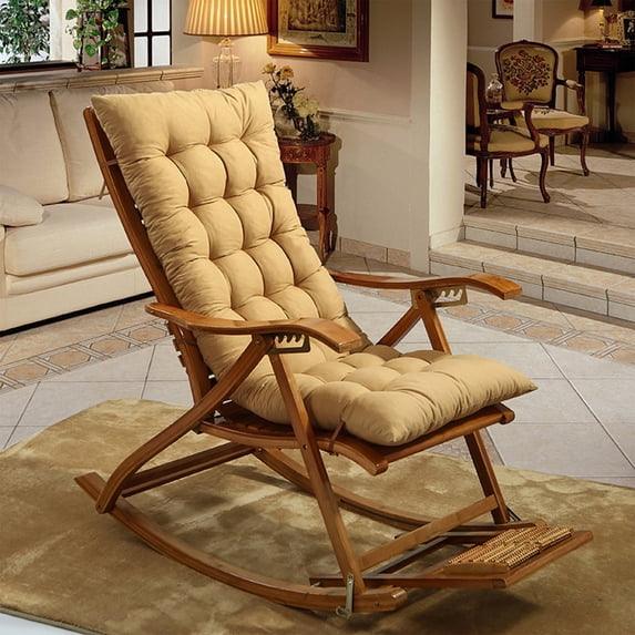 Tuvgenk Yellow Recliner Rocking Chair Cushion High Back Thickened Tatami Mat Chaise Lounge Cushions Cotton Rocker Pad for Indoor Outdoor Patio