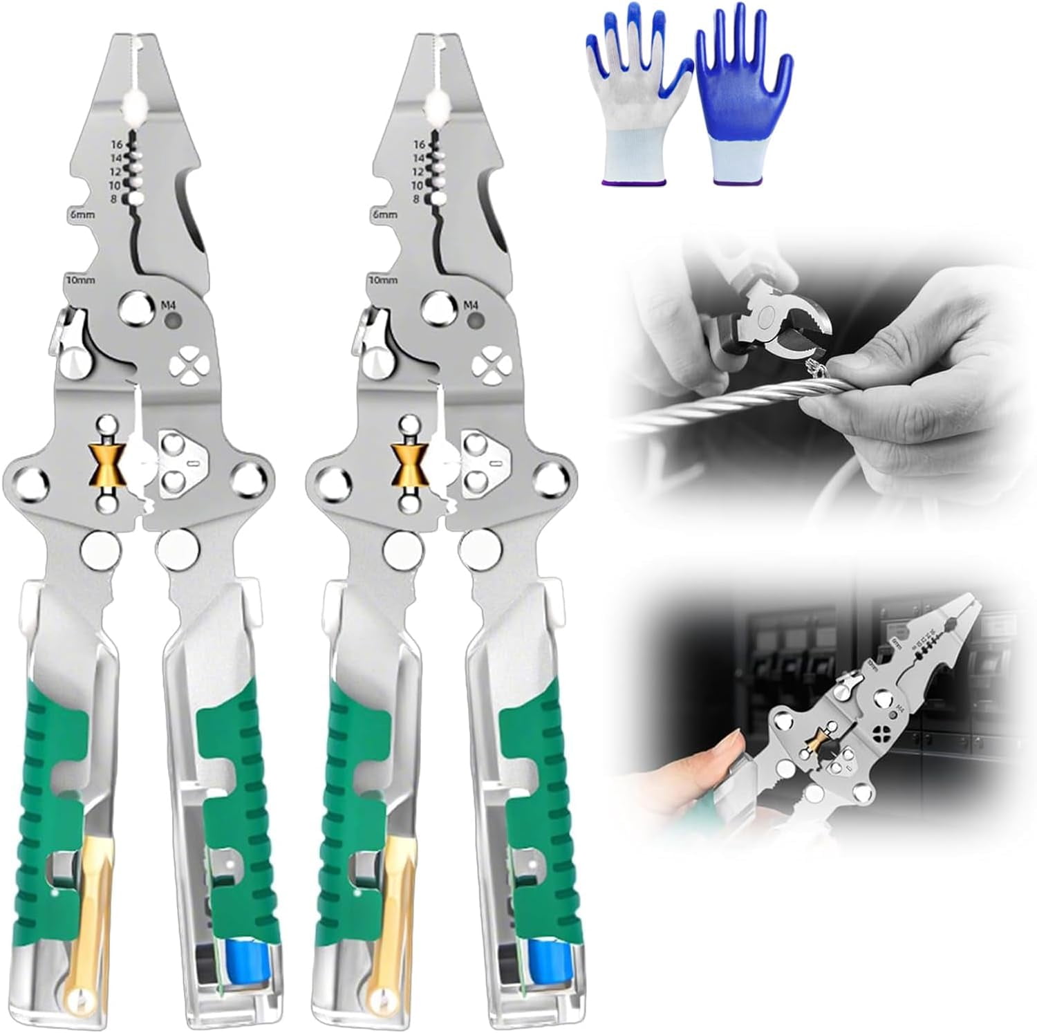 Tuvilo Electrical Pliers, Folding Stylus Screwdriver Wire Stripper, 8 In 1 Wire Stripper Twister For Cutting And Pulling Wires, Cable Scissors,Voltage Tester Pliers