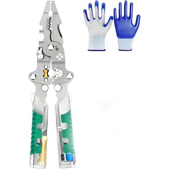 Tuvilo Electrical Pliers, Folding Stylus Screwdriver Wire Stripper, 8 In 1 Wire Stripper Twister For Cutting And Pulling Wires, Cable Scissors,Voltage Tester Pliers(Luya)