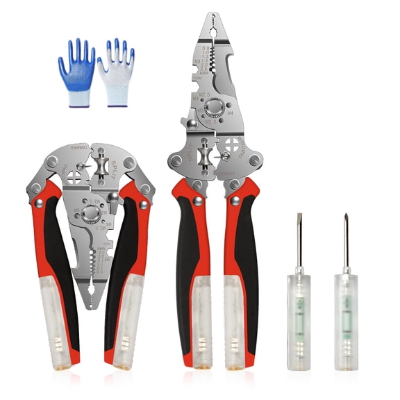 Tuvilo Electrical Pliers,Folding Stylus Screwdriver Wire Stripper,Outdoorfun 8 In One Wire Stripper Pliers,Voltage Testing Stripper Crimping Tool,Multifunction Tester&Crimper,Professional Repair
