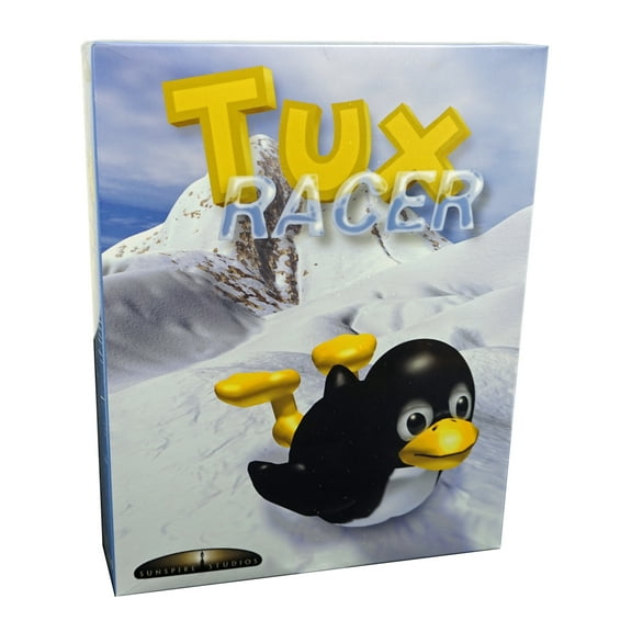Tux Racer PC Game - watch Tux the Penguin race down the snow covered mountains - 18 challenging courses
