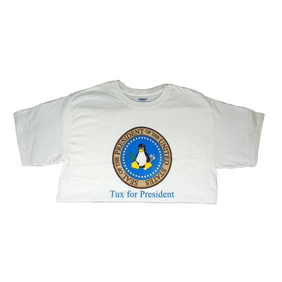 Tux for President Linux Penguin White T-Shirt X-Large XL ( non-partisan political tshirt - who says Geeks can't look good )