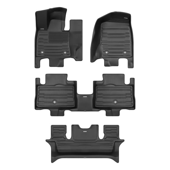 TuxMat - For Lincoln Aviator 6-Seater with Upgraded 2nd Row Console 2020-2026 Models - Custom Car Mats - Maximum Coverage, All Weather, Laser Measured - This Full Set Includes 1st, 2nd and 3rd Rows