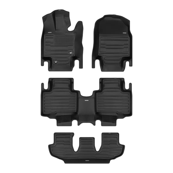 TuxMat - For Toyota Highlander 7-Seater 2020-2025 Models - Custom Car Mats - Maximum Coverage, All Weather, Laser Measured - This Full Set Includes 1st, 2nd and 3rd Rows