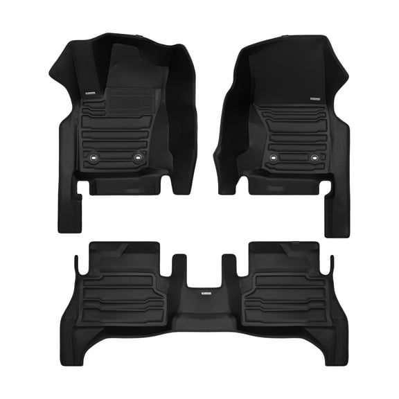 TuxMat - For Toyota Tacoma Double Cab 2024-2026 Models - Custom Car Mats - Maximum Coverage, All Weather, Laser Measured - This Full Set Includes 1st and 2nd Rows