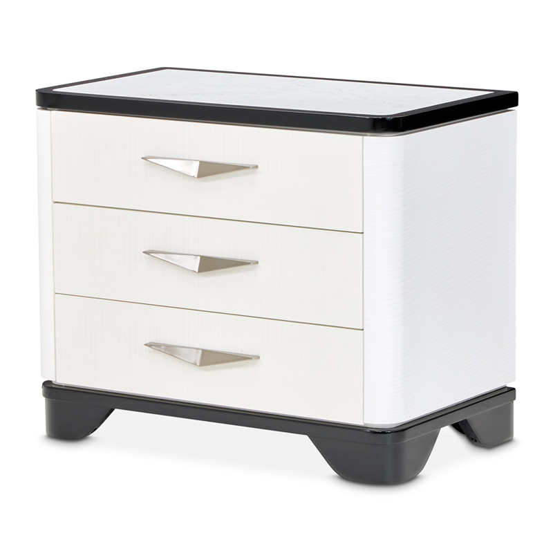 Tuxedo 3Drawer Nightstand with Marble Top Piano Keyboard