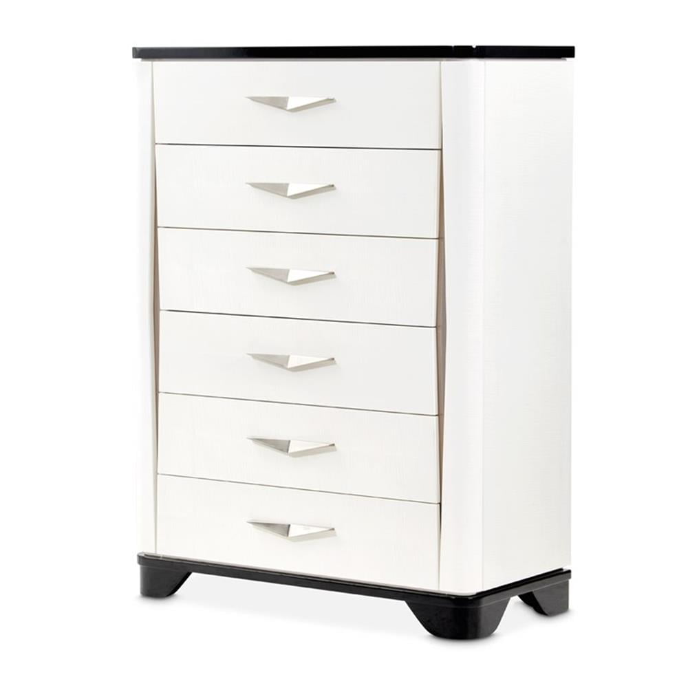 White and Black 6-Drawer Chest with Soft Close Drawers