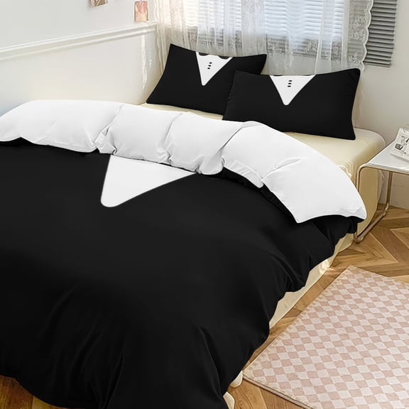 Tuxedo Bedding Set Couple Bedclothes Pillowcase Customized Home Textiles Bed Set for Bedroom Decoration