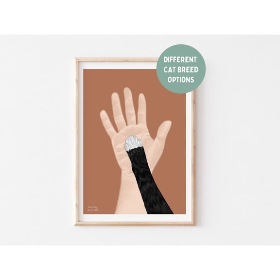 Tuxedo Cat Best Buds Wall Art Illustration, Stretched Canvas Size 8x12