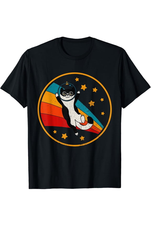 Tuxedo Cat Bicolor And Space Cat T-Shirt BLACK Unisex S-5XL Hot Trending Shirt, Vintage Birthday Gift