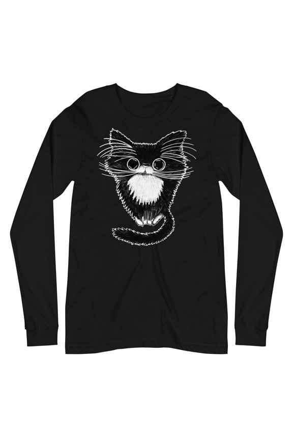 Tuxedo Cat Black and White Cat Folk Art Cute Kitty Gothic Birthday Gift Quirky Whimsical W