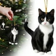 thumbnail image 1 of Tuxedo Cat Christmas Ornament – 3.1in Acrylic Black & White Cat Decoration for Tree, Window & Gifts | Cute Holiday Cat Hanging Décor, 1 of 8