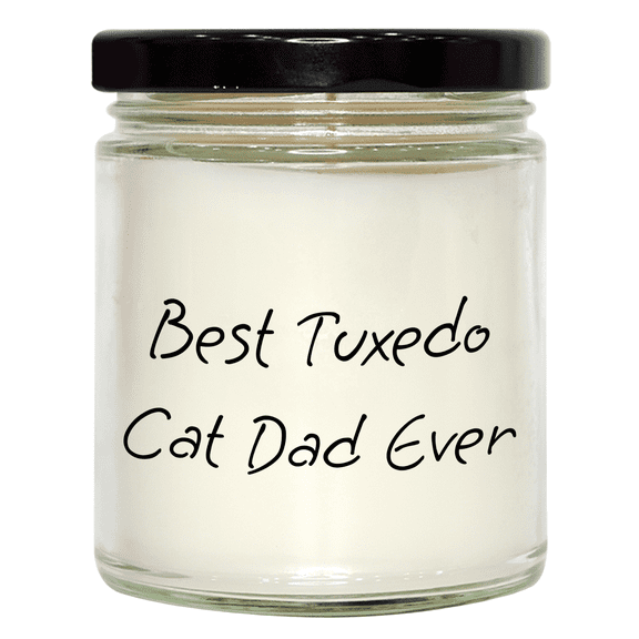 Tuxedo Cat Dad Ever Funny 9oz Vanilla Soy Candle Graduation Gift from Men to Women Friends Coworkers Family