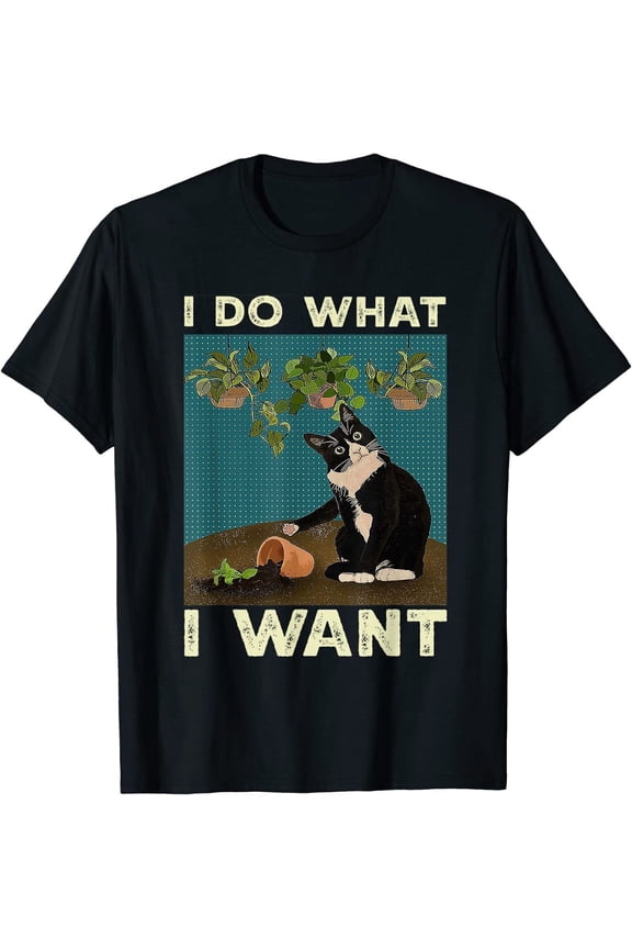 Tuxedo Cat Gardening Funny Cat Cool Design Gift Idea T-Shirt S-5XL