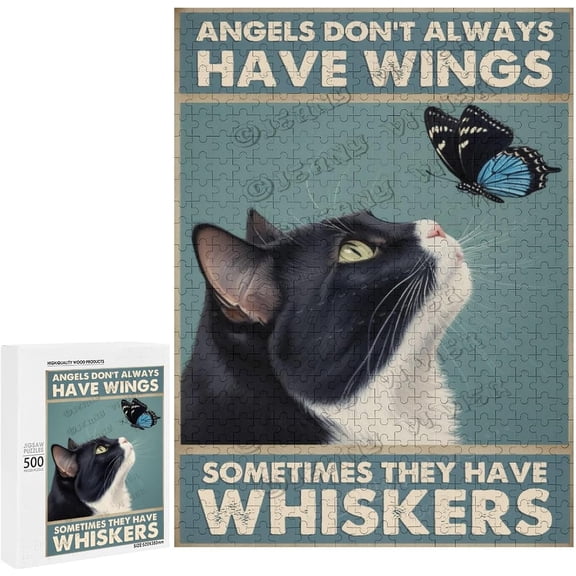 Tuxedo Cat Jigsaw Puzzles 500 Pieces - Puzzles for Adults - Cats Kitten Pets Animal Lovers Impossible Hard Difficult Challenging Puzzles