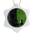 thumbnail image 1 of 3drose, Tuxedo Cat Looking up a Tree, 3 inch Snowflake Porcelain Ornament, 1 of 7