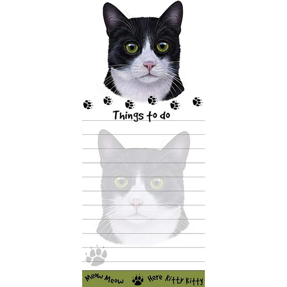 "Tuxedo Cat Magnetic List Pads" Uniquely Shaped Sticky Notepad