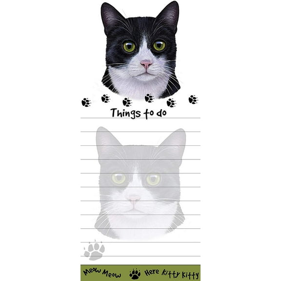 "Tuxedo Cat Magnetic List Pads" Uniquely Shaped Sticky Notepad
