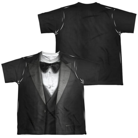 Tuxedo Costume (Front - Back Print) - Youth Short Sleeve Shirt - Large