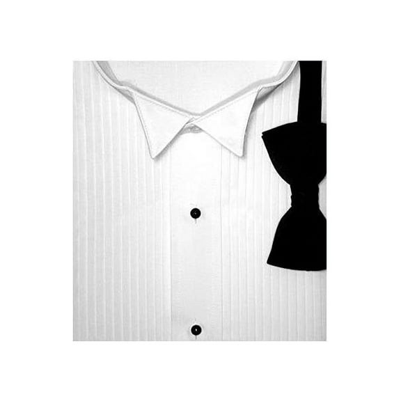 Tuxedo Dress Shirt w/ Bowtie (Pleat) Collar Convertible Front and Cuff M (34/35)