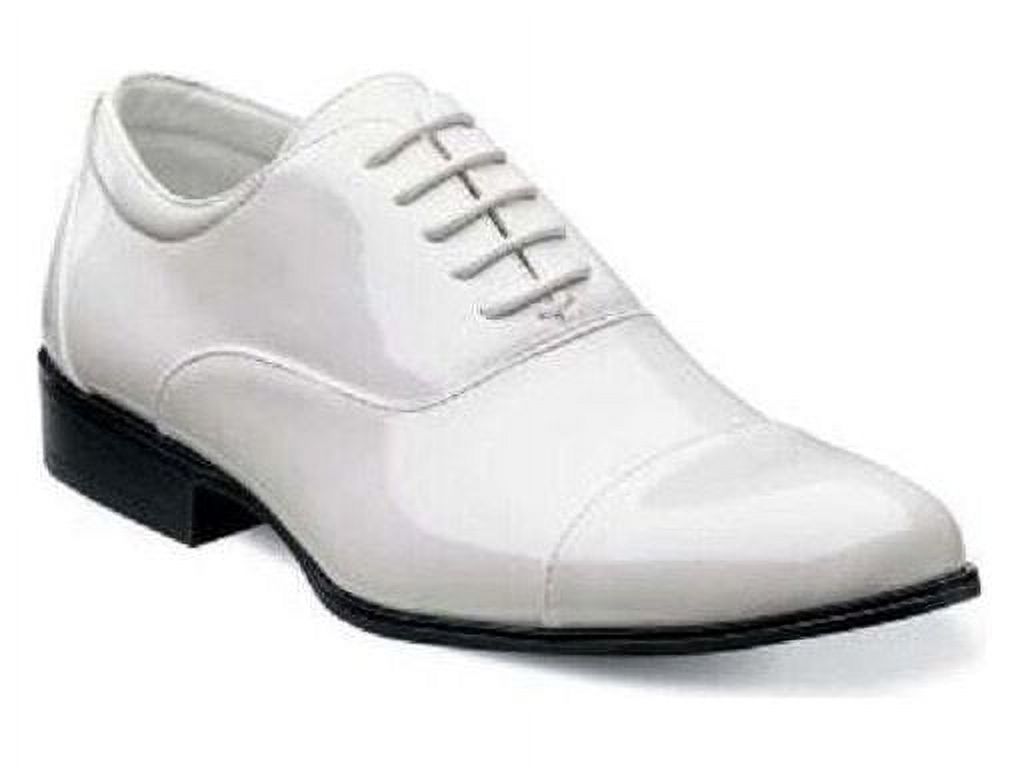 Tuxedo Prom Shoes Stacy Adams Mens Gala Shinny White Patent Leather 24998-122 - image 1 of 6