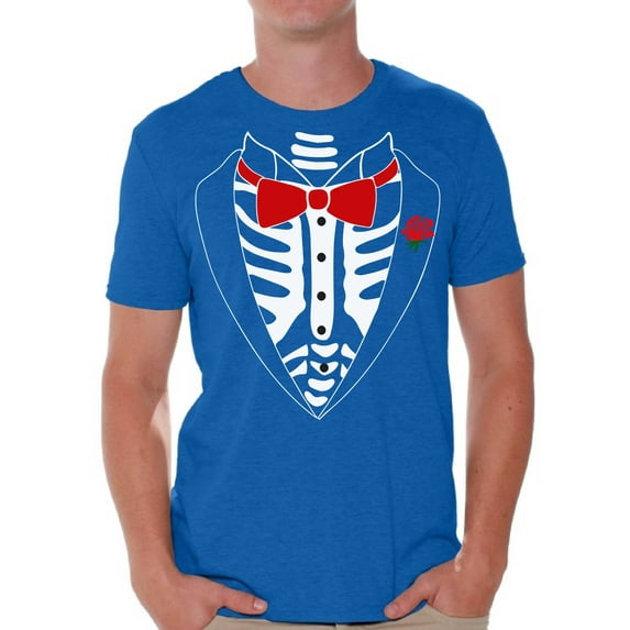 Tuxedo Shirts - Graphic Tees for Men - Skeleton Halloween Tshirt