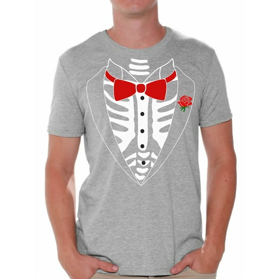Tuxedo Shirts for Men - Graphic Tees - Skeleton Halloween Tshirt